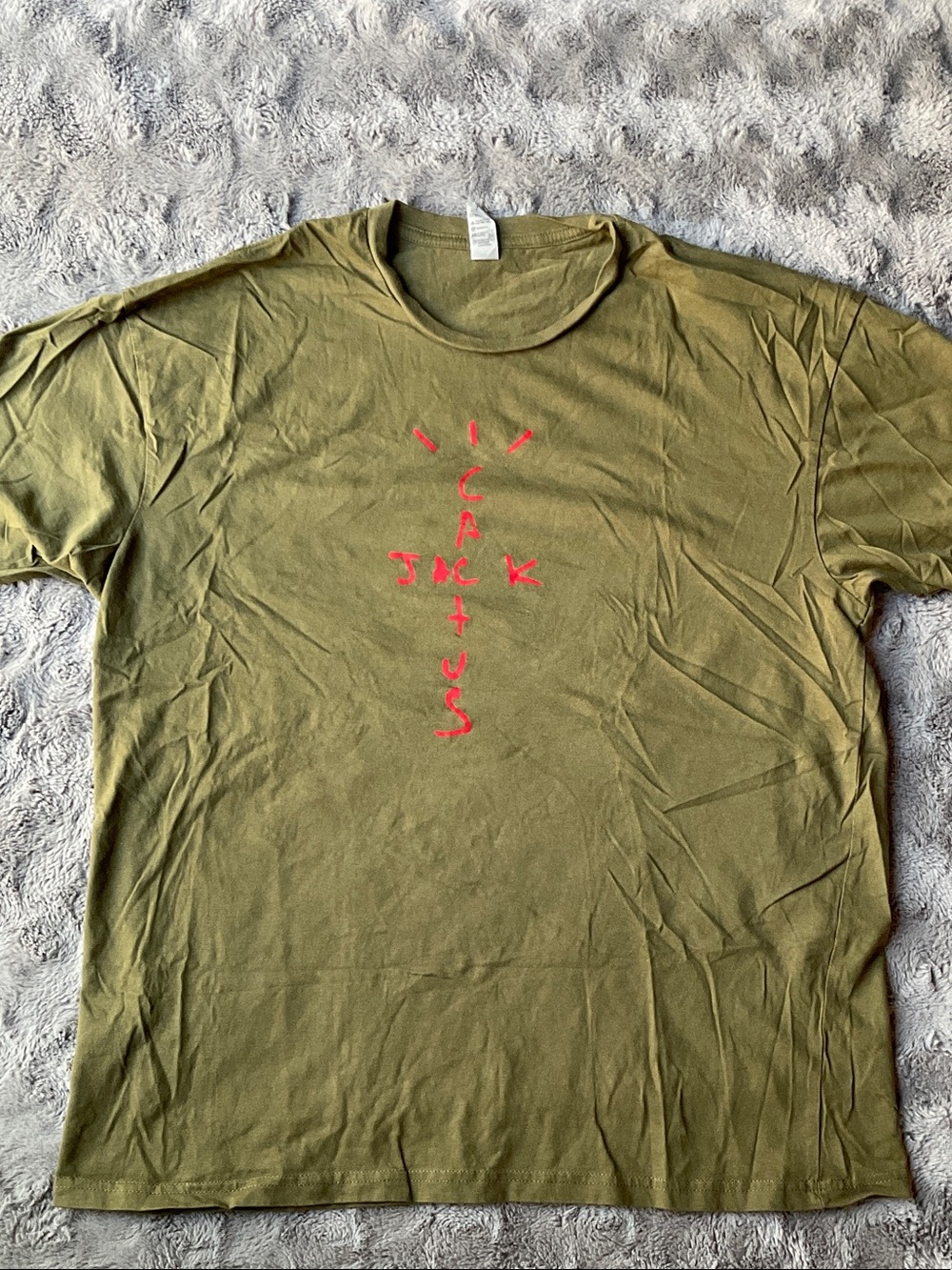 Cactus Jack by Travis Scott Olive Tee with Red Graphic